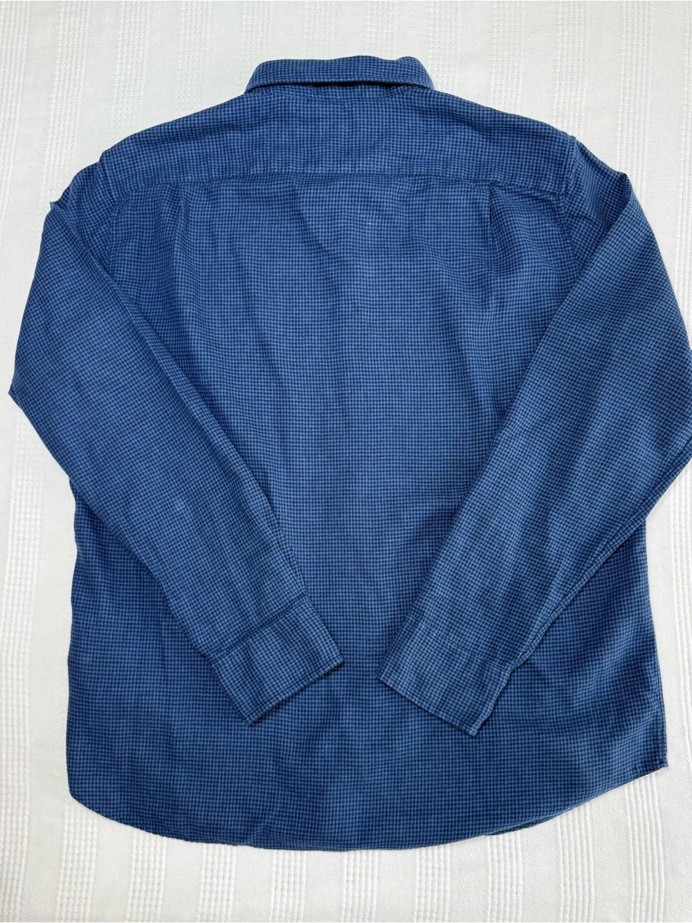 J.Crew Men's Slim Fit Linen Cotton Blend Houndstooth Shirt Blue Long Sleeve XL